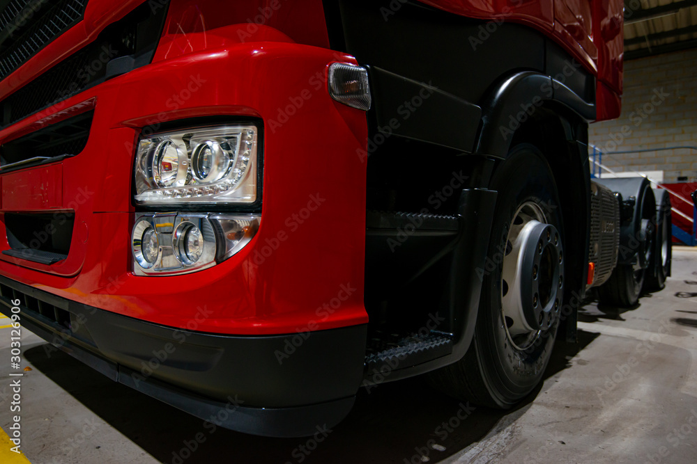 closeup of red truck