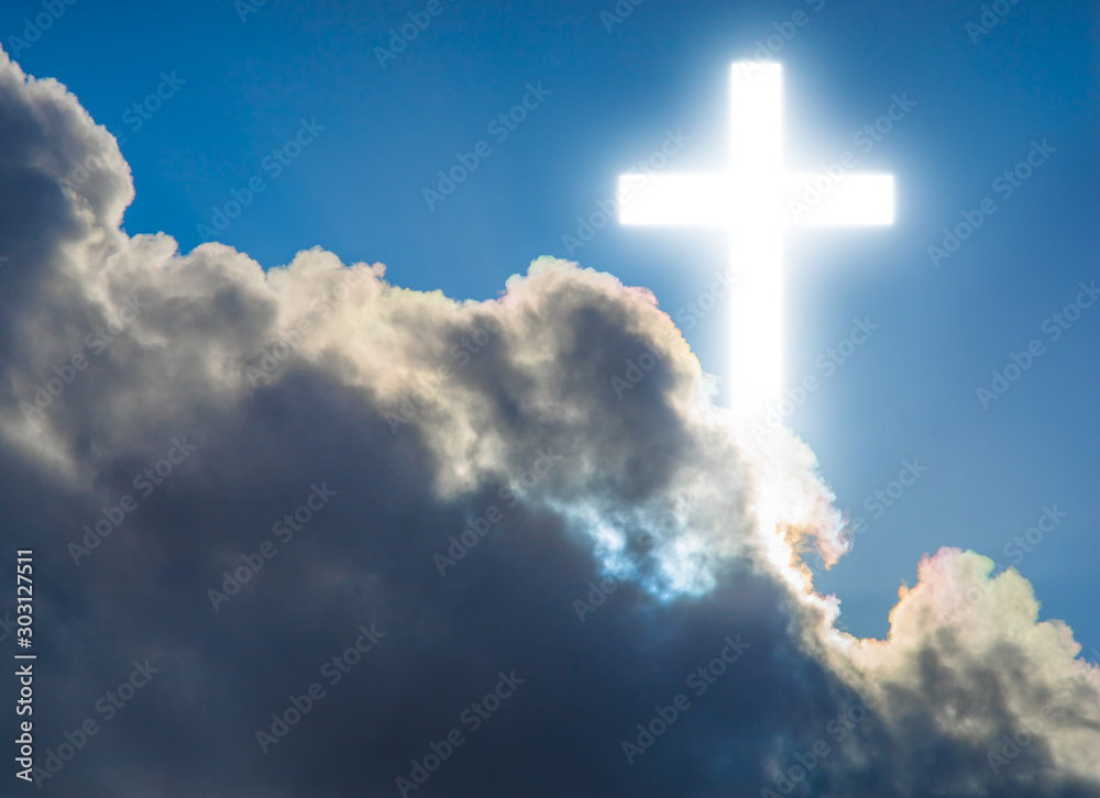 Religion catholic cross in the sky