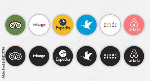 Set Of Social Network Travelling Application Icon Social Media Logos Of Tripadvisor Trivago Expedia Traveloka Agoda Airbnb Stock Vector Adobe Stock