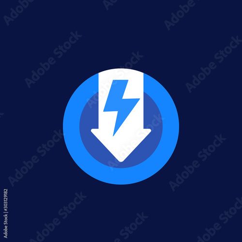 power consumption reduction icon, vector
