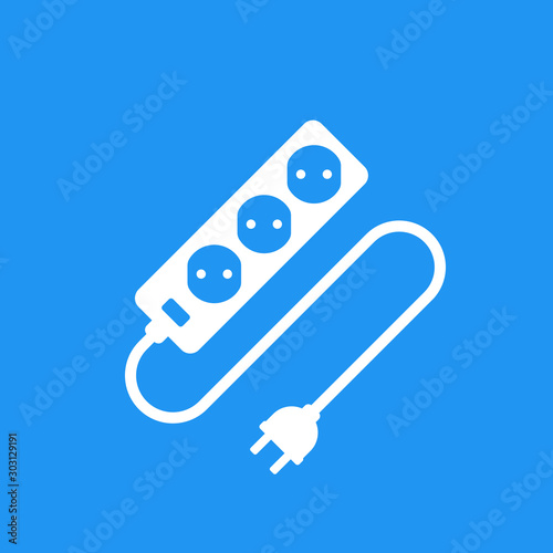 power outlet with cable and plug vector icon
