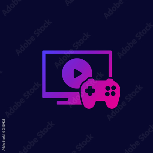 video games icon with tv and gamepad