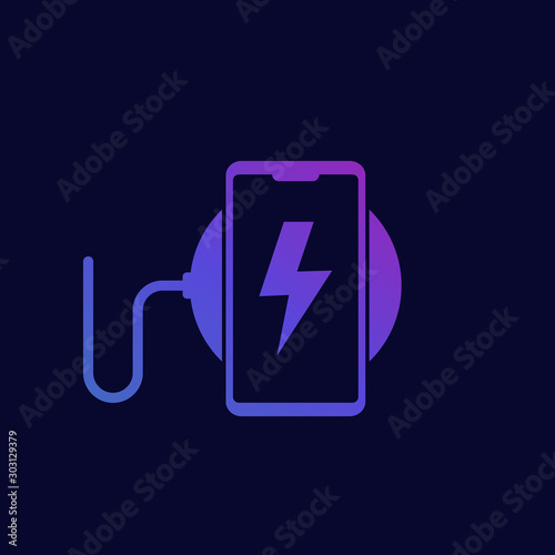 wireless charging station with phone vector icon
