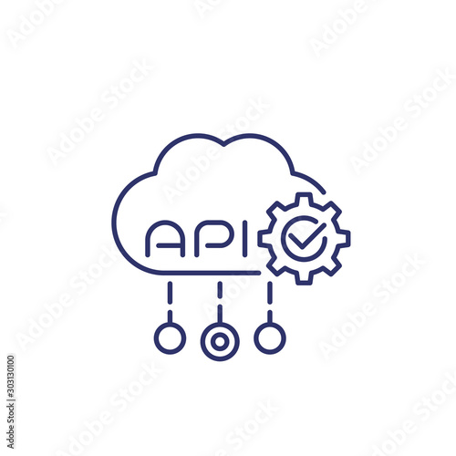 web API, software integration line icon