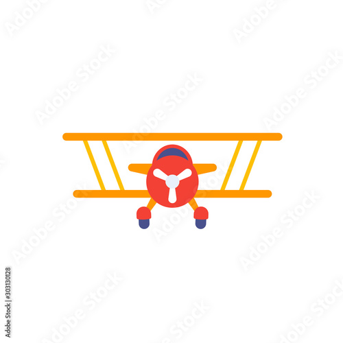 Biplane vector icon on white