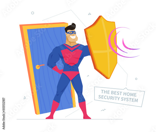 Private property safety metaphor flat vector illustration