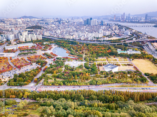 Photography view of seoul city in autumn south korea