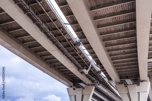 Structural element of the Western High-Speed Diameter bridge, Saint Petersburg, Russia, 2019.