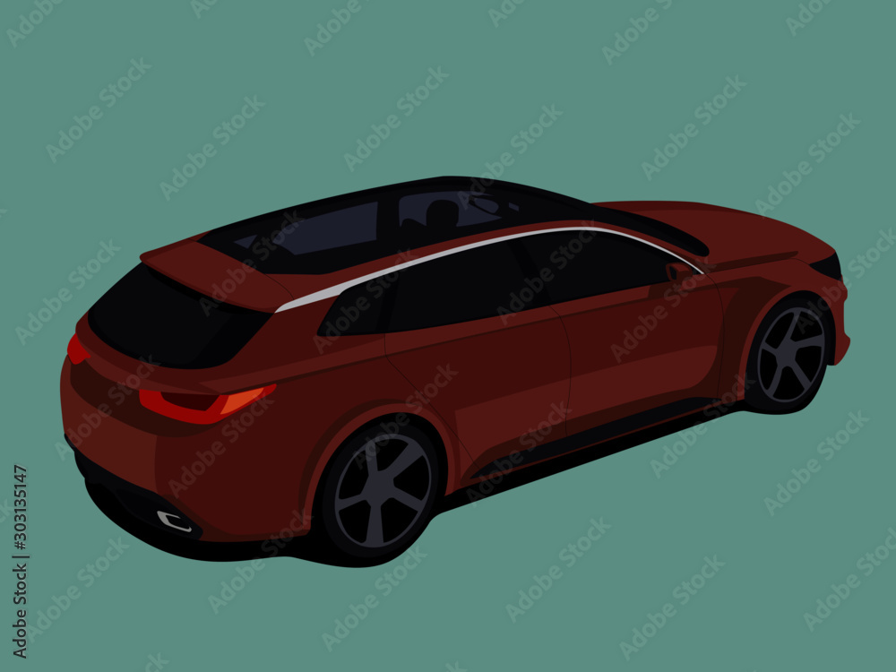Station wagon brown realistic vector illustration isolated
