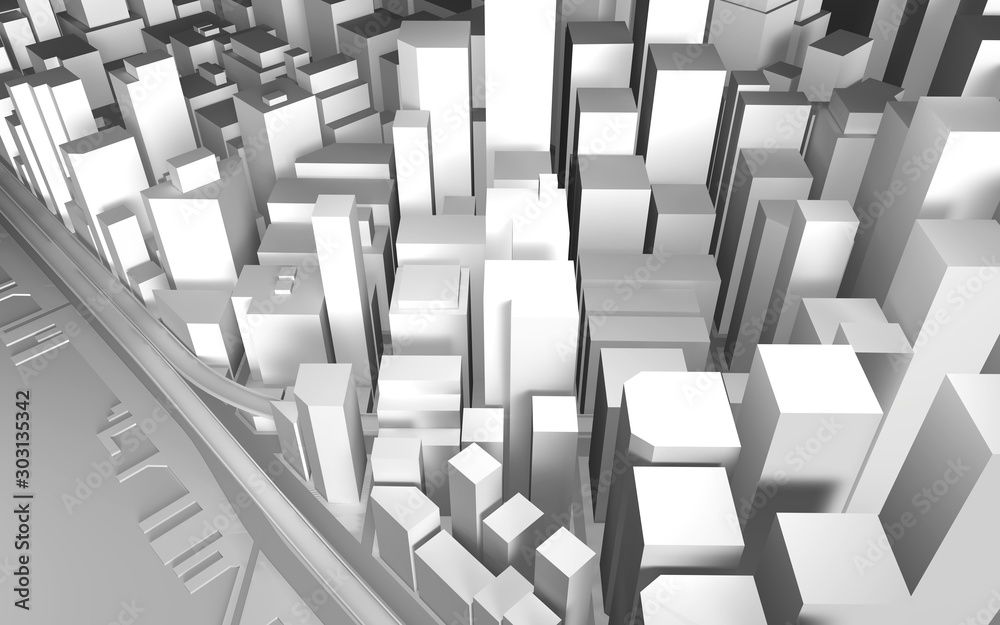 Obraz premium 都市景観・3Dイラストレーション Cityscape