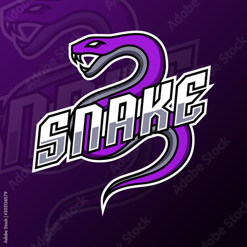 Snake viper mascot gaming logo design vector template