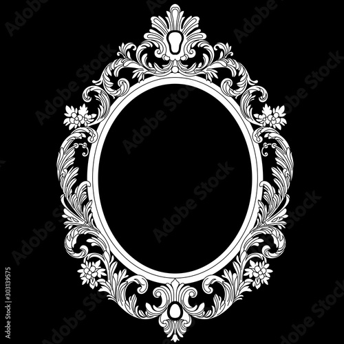 Vintage oval pattern frame in old style. Vector.Vintage oval pattern frame in old style. Vector.	