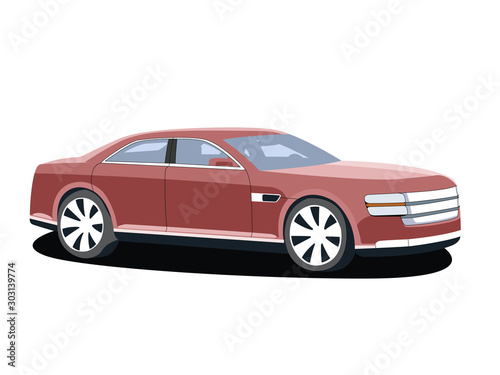 Sedan red realistic vector illustration isolated