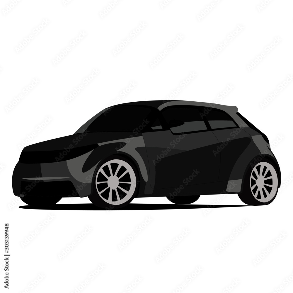 Hatchback grey realistic vector illustration isolated
