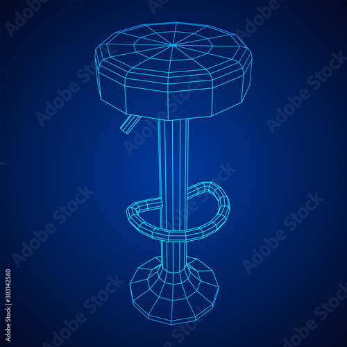 Wallpaper Mural Retro vintage bar stool. High chair. Bar interior design. Wireframe low poly mesh vector illustration Torontodigital.ca