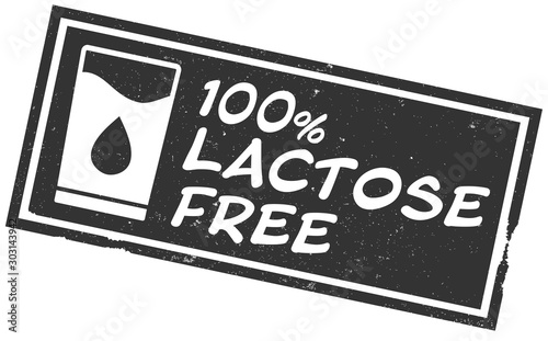 grungy 100 percent lactose free rubber stamp print vector illustration