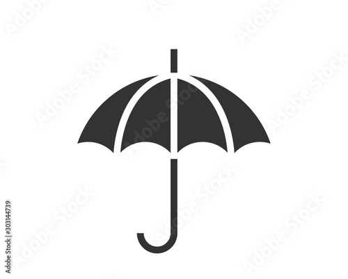 Umbrella icon vector. Rain protection. Concept for insurance company. Black and white silhouette flat design