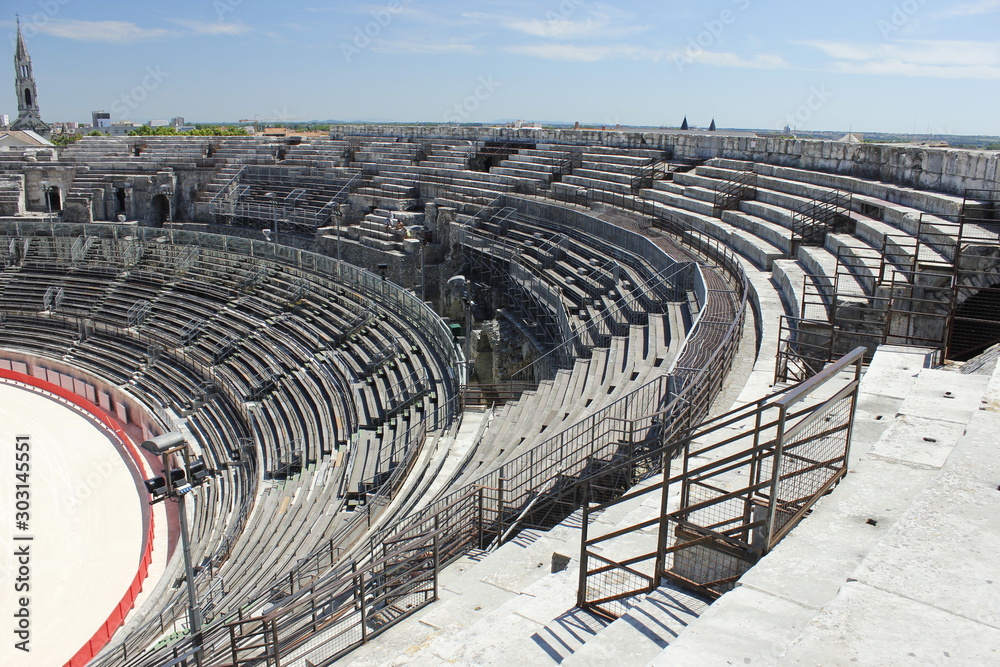Anfiteatro romano de Nimes (Francia). Plaza de toros. Stock Photo