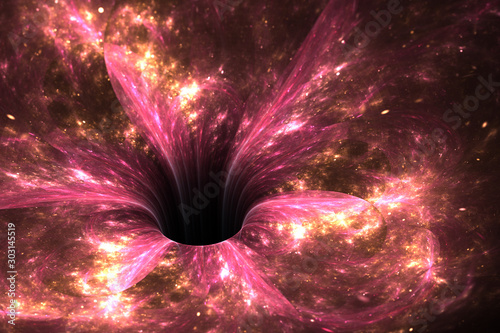 Black hole shaped fractal flower, digital artwork for creative graphic design