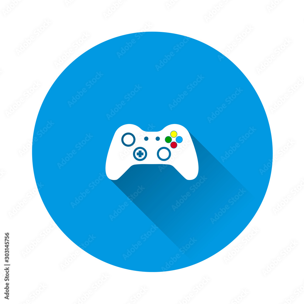 Vecteur Stock Vector gamepad icon. Game joystick for video games on blue  background. Flat image with long shadow. | Adobe Stock