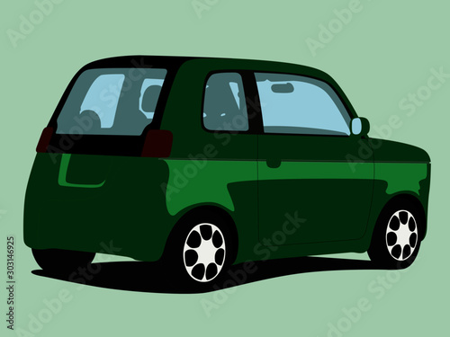 Small car green realistic vector illustration isolated