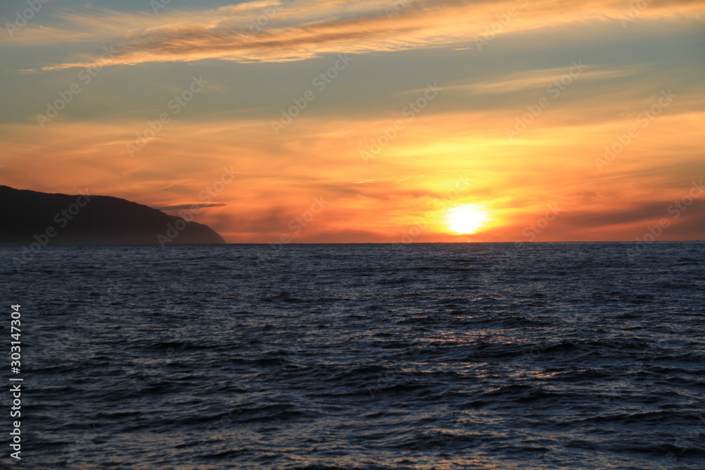 Sonnenuntergagn am Milford Sound