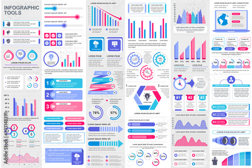 Bundle infographic elements data visualization vector design template. Can be used for steps, business processes, workflow, diagram, flowchart concept, timeline, marketing icons, info graphics.
