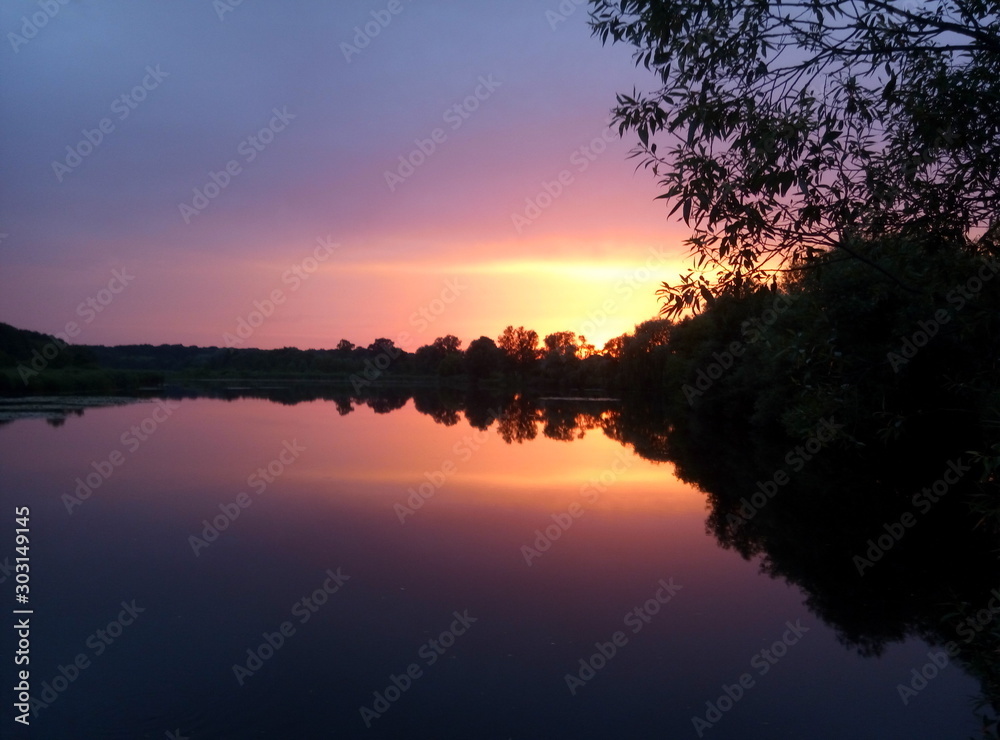 sunset over lake sunset over lake