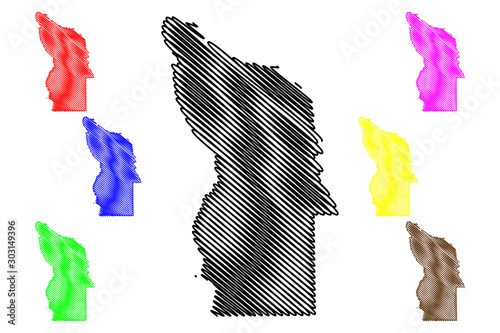 City and Borough of Wrangell, Alaska (Boroughs and census areas in Alaska, United States of America,USA, U.S., US) map vector illustration, scribble sketch Wrangell map
