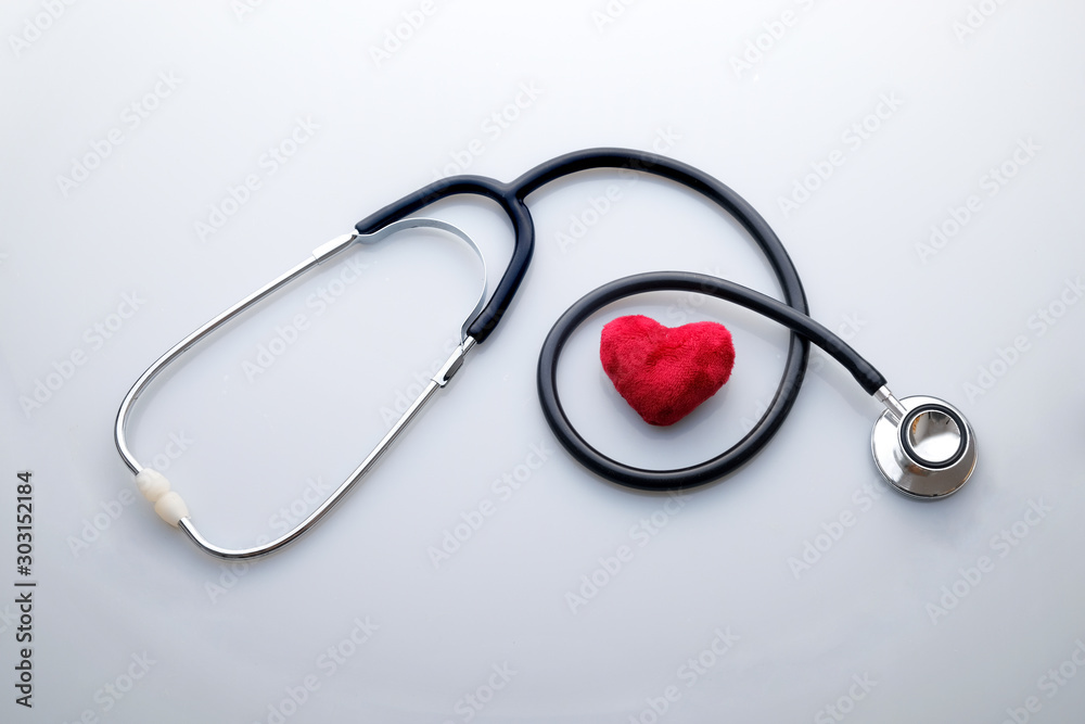 Red heart with stethoscope : Medical Concept Red heart with stethoscope : Medical Concept