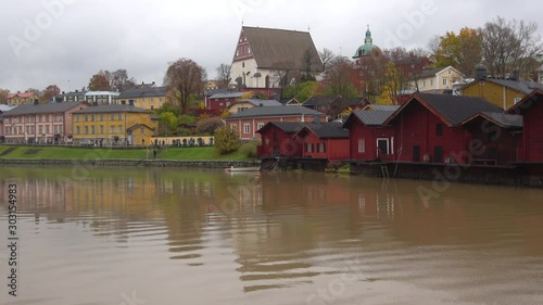 A cloudy October day on the Porvoonjoki river. Porvoo, Finland photo
