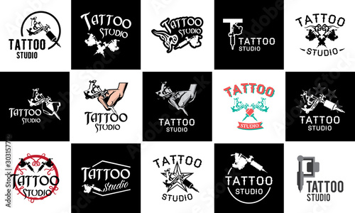 Vector set of logos for tattoo salon and Studio