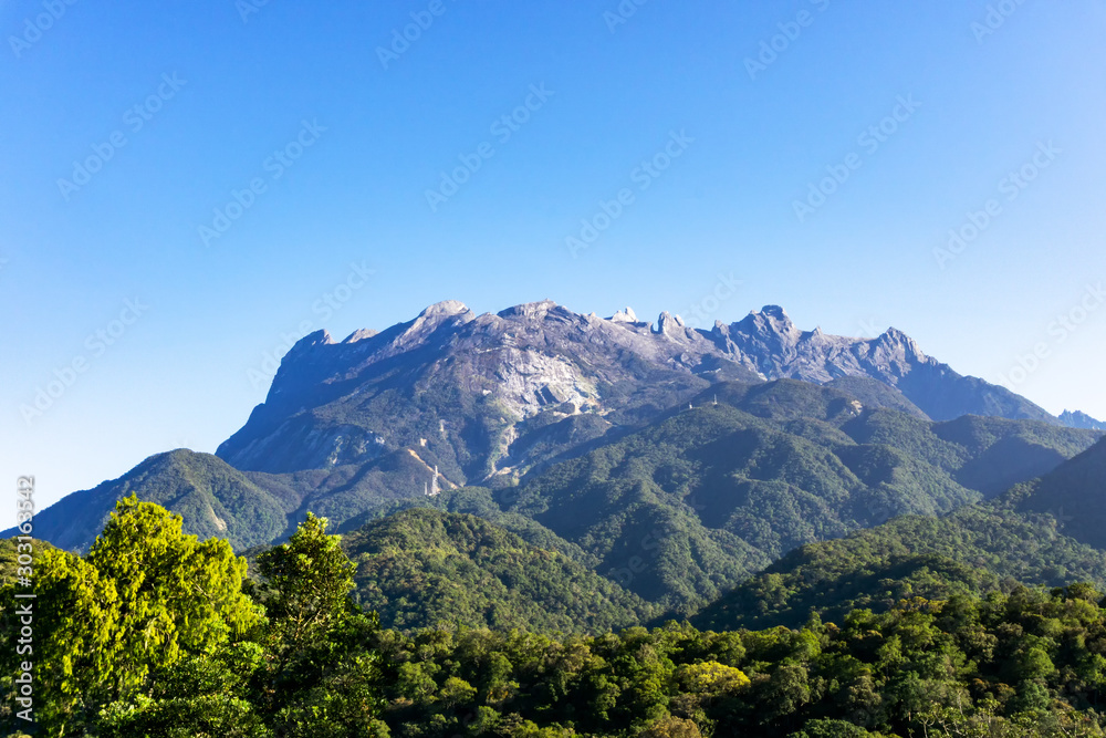 View of Mount Kinabalu, highest mountain in Malaysia.
