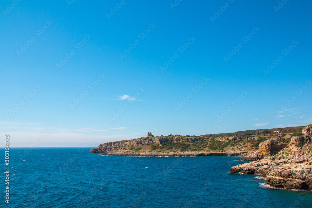 Watchtower near ionian sea (Uluzzo tower in Porto Selvaggio) Apulia, Salento, Italy Watchtower near ionian sea (Uluzzo tower in Porto Selvaggio) Apulia, Salento, Italy