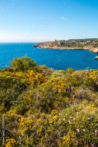 Watchtower near ionian sea (Uluzzo tower in Porto Selvaggio) Apulia, Salento, Italy