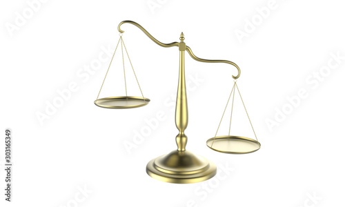 Foto 3d illustration of balance scale tipping to one side isolated on white