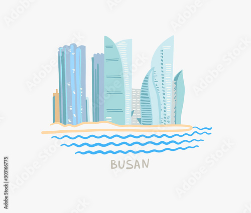 modern buildings skyscrapers on Busan embankment, South Korea