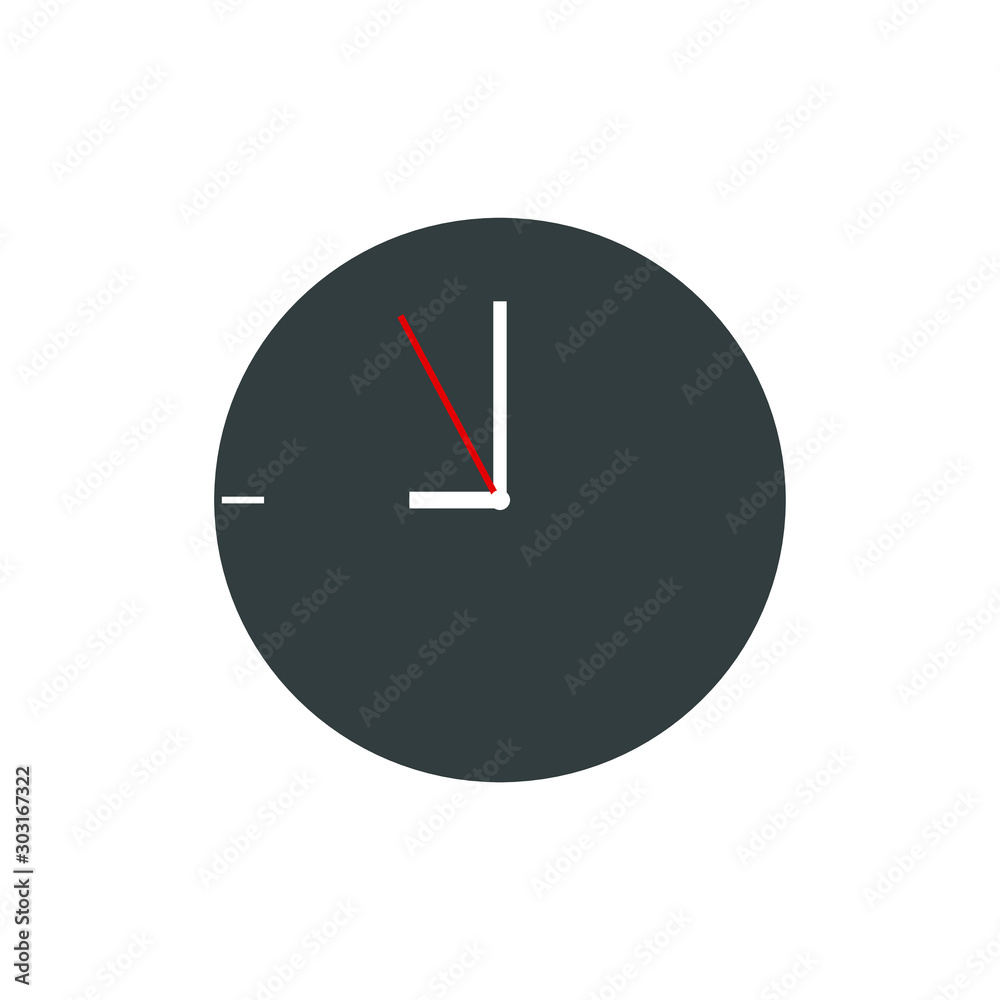 Analog clock flat icon. Symbol of time management, retro style chronometer with hour, minute and second arrow. Simple illustration isolated on white background. Analog clock flat icon. Symbol of time management, retro style chronometer with hour, minute and second arrow. Simple illustration isolated on white background.