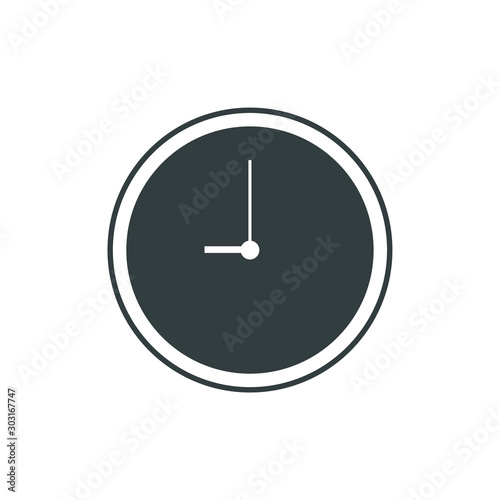 Analog clock flat icon. Symbol of time management, retro style chronometer with hour, minute and second arrow. Simple illustration isolated on white background.