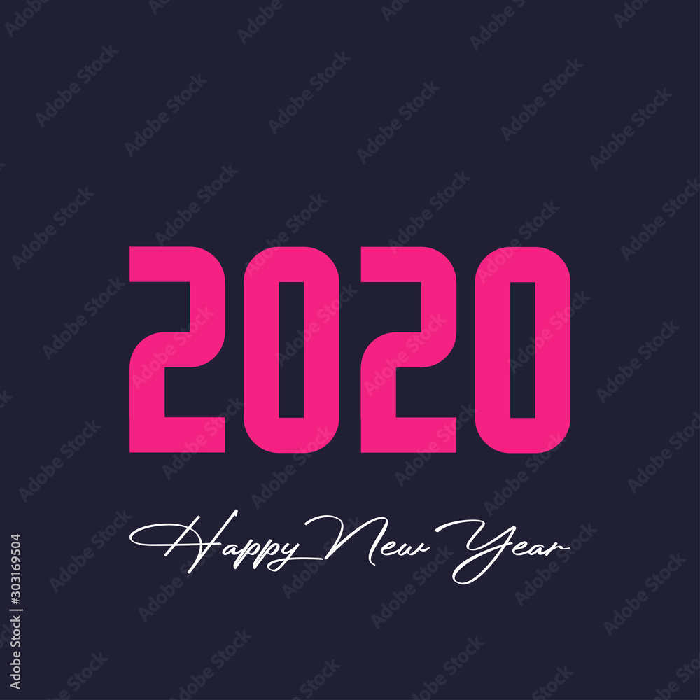 2020 Happy New Year logo text design. Brochure design card, banner, template. Vector illustration. 