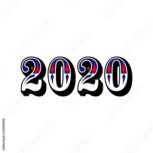 2020 Happy New Year logo text design. Brochure design card, banner, template. Vector illustration. Isolated on white background.
