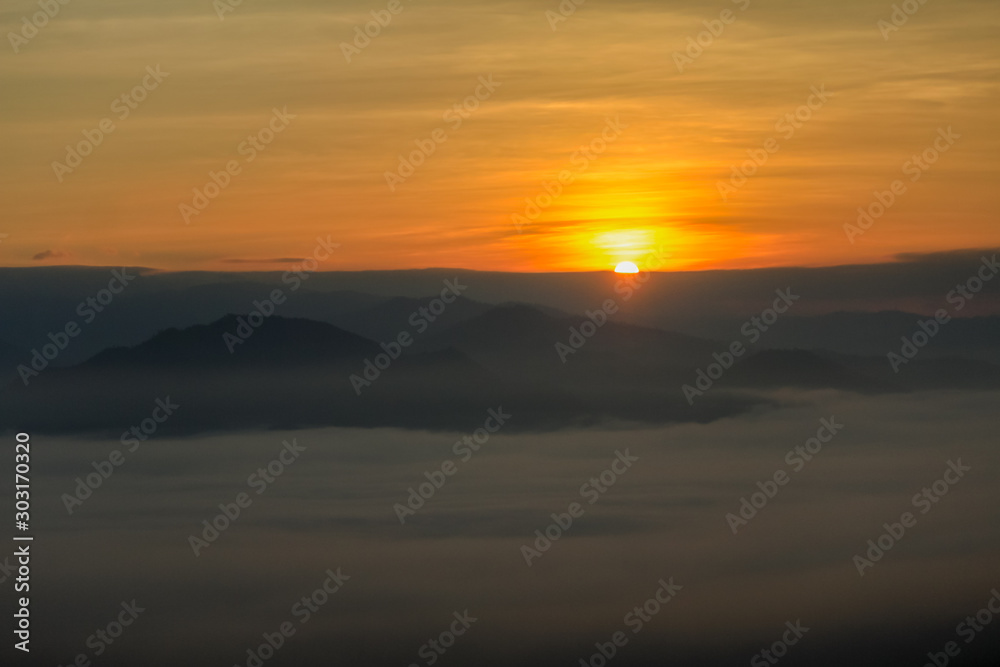 The Blurred view of the sky and the evening sun during Twilight create beautiful color light before the sun goes down and gets dark. The beautiful colors of the sky during Twilight before sunset.