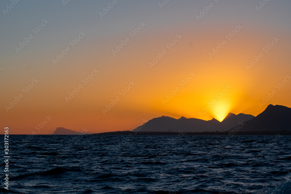 Sunset at sea in Hermanus