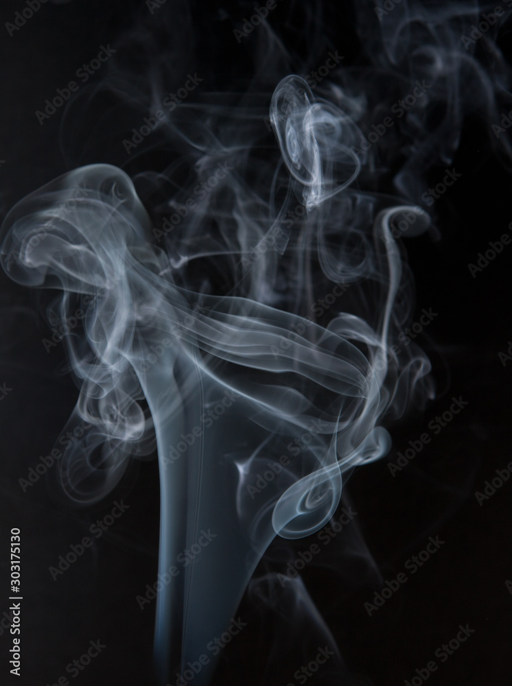 white smoke isolated on black - obrazy, fototapety, plakaty 
