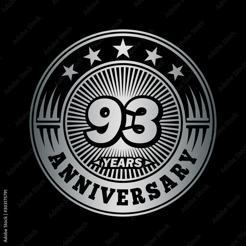 93 years anniversary celebration logo design. Vector and illustration. 93 years anniversary celebration logo design. Vector and illustration.