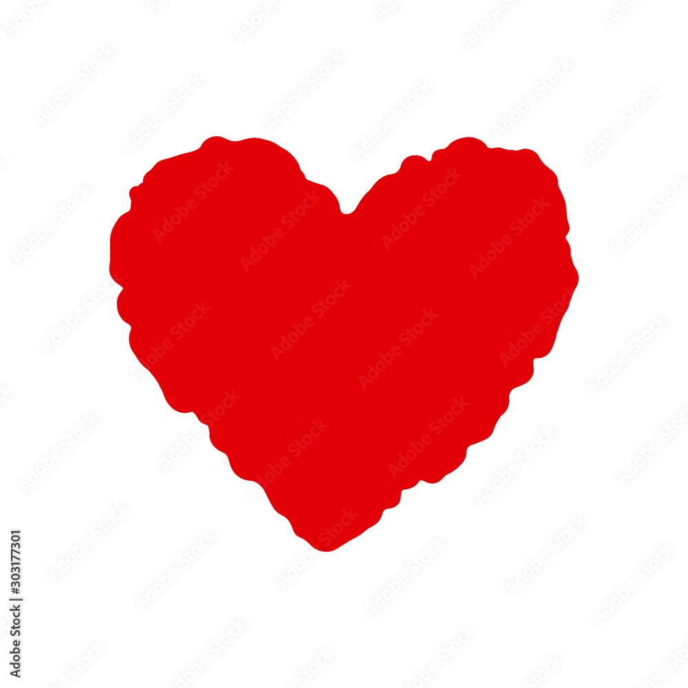 Heart icon. Vector drawing. Red silhouette. Isolated object on a white background. Isolate.