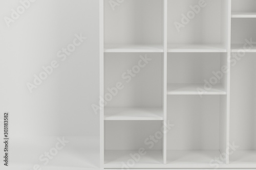 Empty cabinet in the empty new house, 3d rendering.