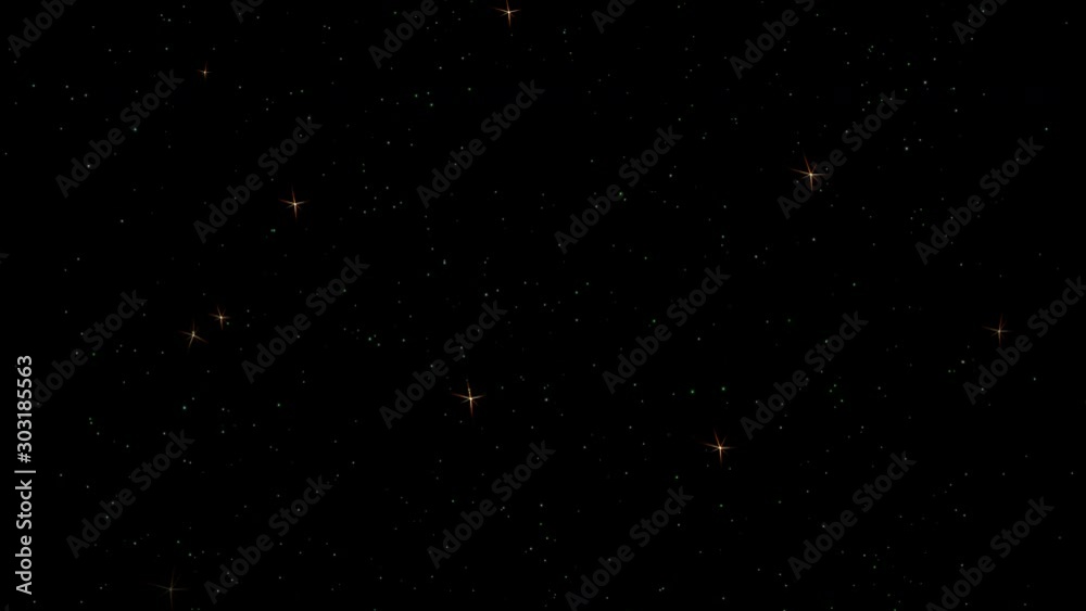 Abstract animation multicolored moving shiny particles and stars in space. Tunnel in universe multicolored dust with stars on black background. Seamless loop with Alpha Channel Pro Res 4444