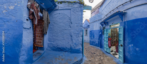 Panorama of streets of Chefchaouen the Blue city of Morocco © Helen Filatova