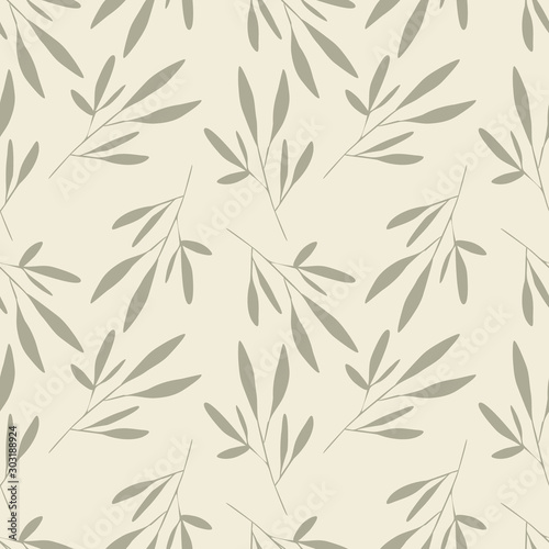 Leave Seamless Patterns. Hand Drawn Illustration. Vector Design Template. 